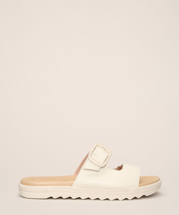 rasteirinha com fivela feminina beira rio off white 34