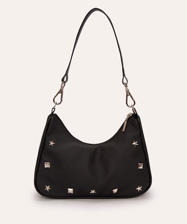 bolsa juvenil shoulder com tachas e estrelas preta Único