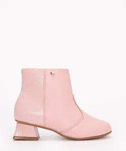 bota infantil cano baixo recorte com textura molekinha rosa 28