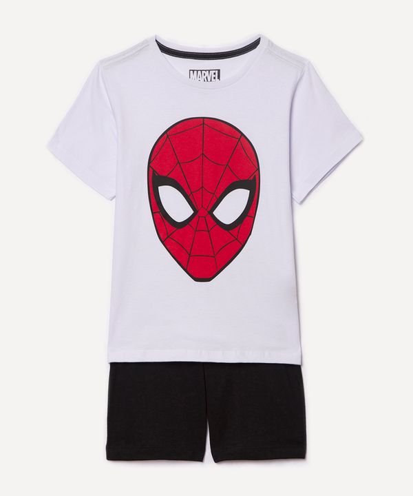 pijama infantil de algodão manga curta com short homem aranha branco 4