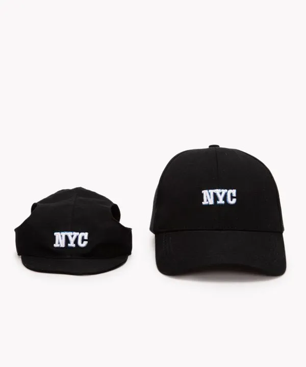 kit de bonés nyc tal pai tal pet preto Único