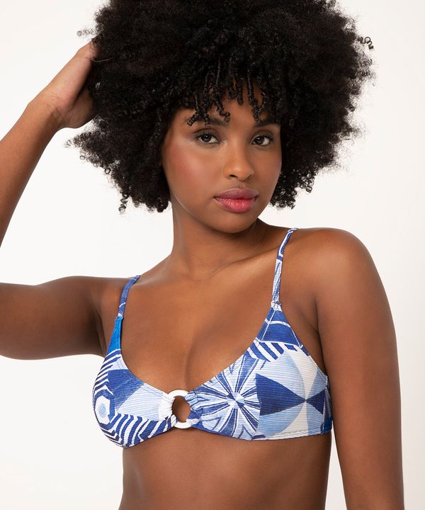 biquíni top triângulo argola com proteção uv50 azul G
