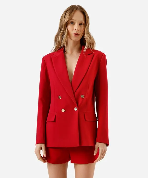 blazer de alfaiataria feminino com viscose vermelho M