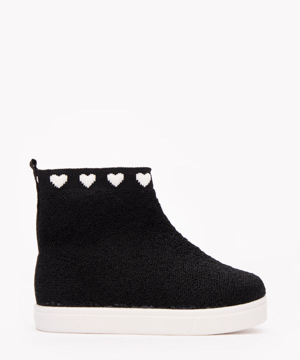 tênis knit infantil corações molekinha preto 23