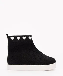 tênis knit infantil corações molekinha preto 24