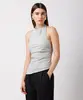 blusa frente única feminina texturizada assimétrica mindset cinza G
