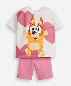 conjunto curto infantil de algodão bluey rosa 1