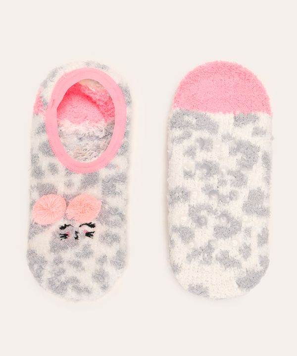 meia infantil sapatilha animal print multicor 29-34