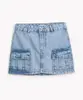 saia jeans juvenil cargo azul médio 12