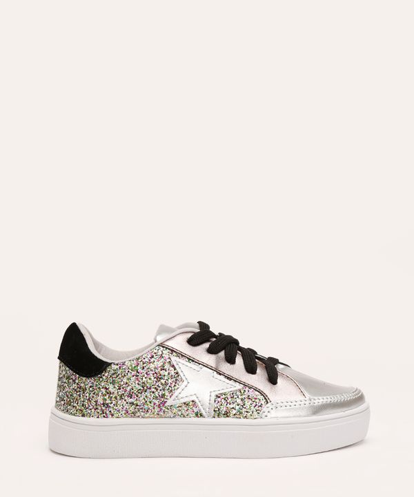 tênis infantil glitter prata 30