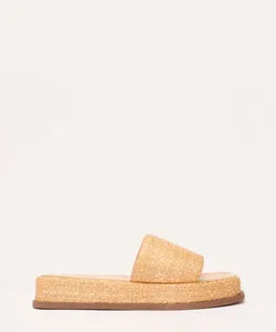 sandália flatform tiras trançadas palha oneself bege 38
