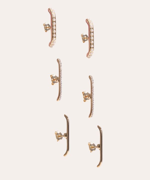 kit de 3 brincos brilhos dourado Único