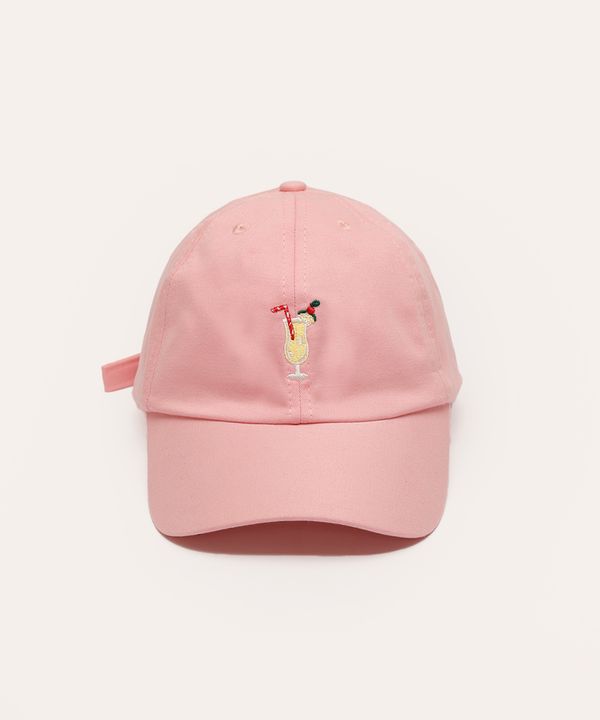 boné aba curva bordado drink rosa claro Único