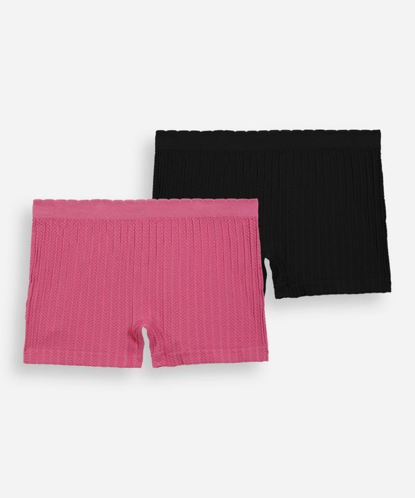 kit de 2 calcinhas boyshort sem costura texturizadas colorido M