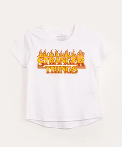 camiseta juvenil de algodão stranger things off white 16