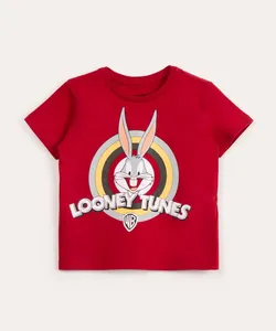 camiseta infantil de algodão looney tunes vermelho 1