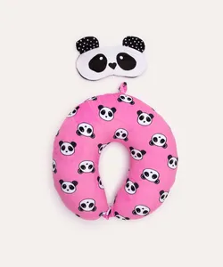 apoio de pescoço com máscara panda rosa UNICO