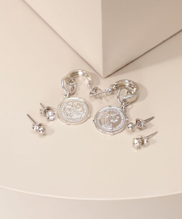 Kit de 3 Brincos com Pedra Zircônia Prateado Único