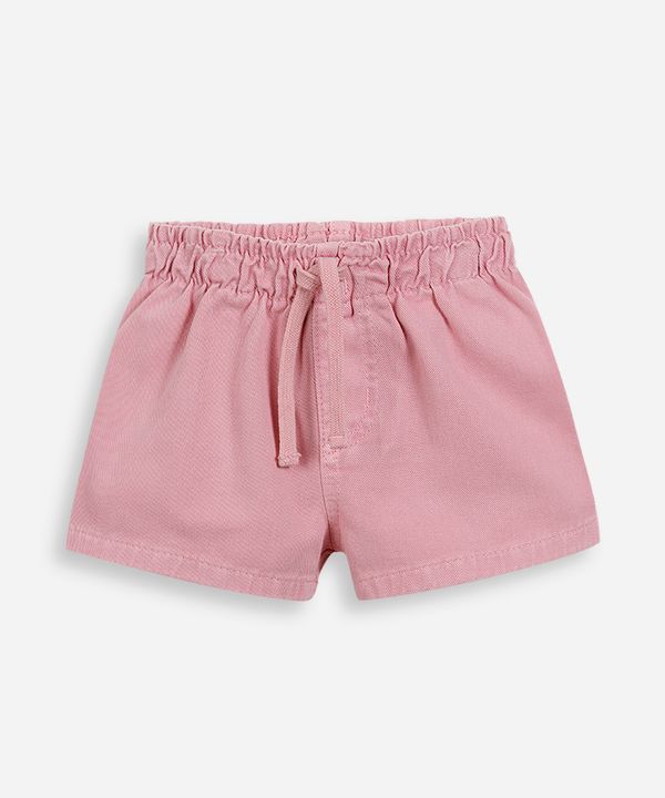 short infantil de sarja cós elástico rosa 3