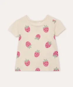 blusa de algodão infantil morangos off white 3