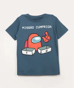 camiseta juvenil manga curta among us azul médio 4