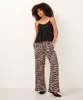 calça wide leg de viscose animal print bege GG