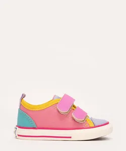 tênis infantil cano baixo estrela com velcro mooui colorido 21