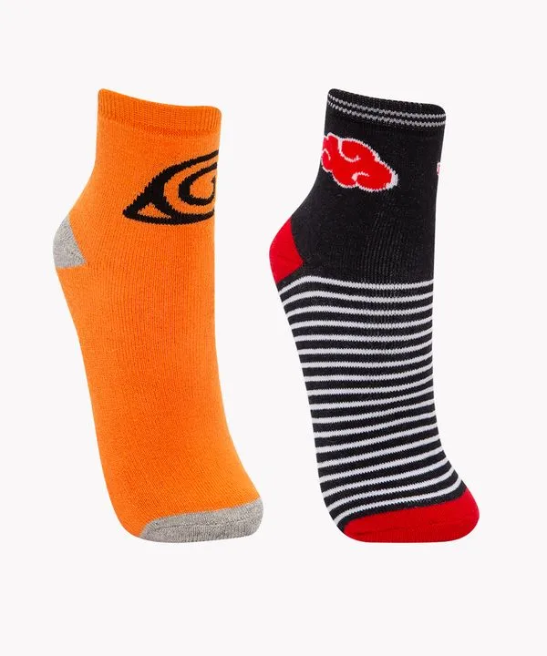 kit infantil de 2 pares de meias cano médio naruto multicor 34-37