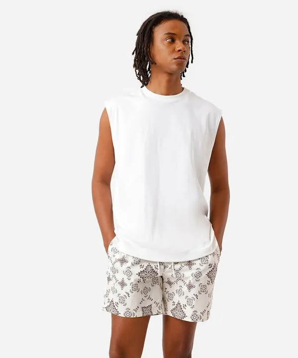short masculino cós elástico texturizado estampado off white P