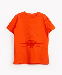 camiseta flamê infantil texturizada manga curta laranja escuro 8