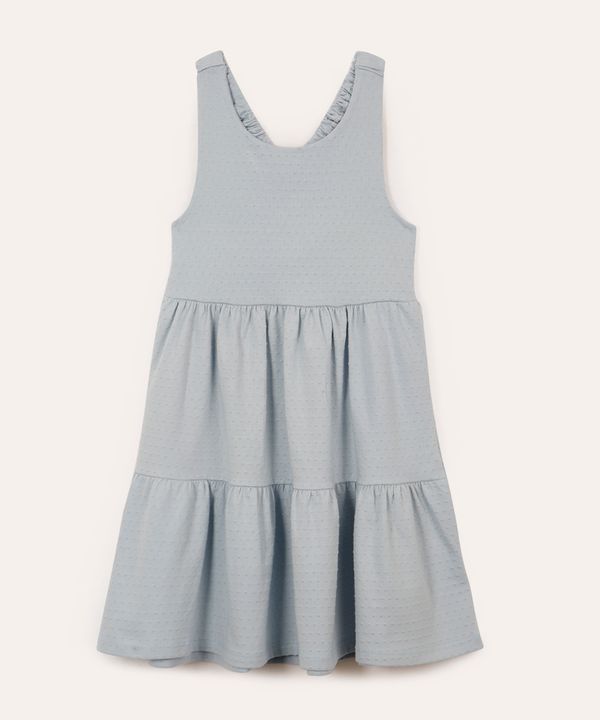 vestido midi infantil alça franzida e texturizado - azul claro 6