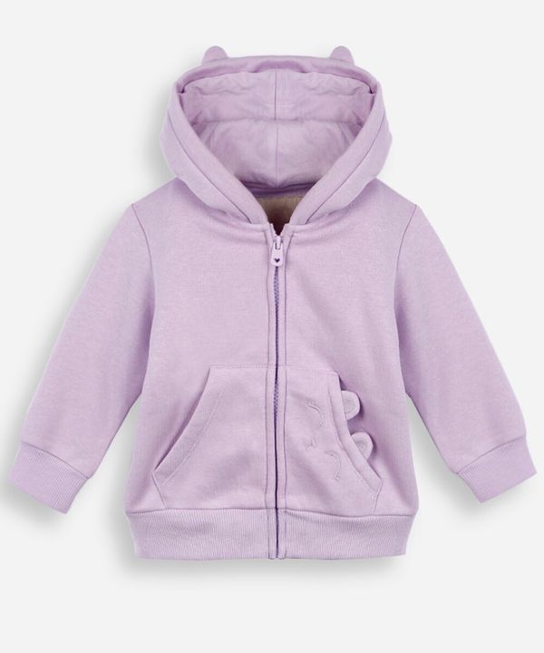 casaco infantil com capuz de moletom fun lilás 5