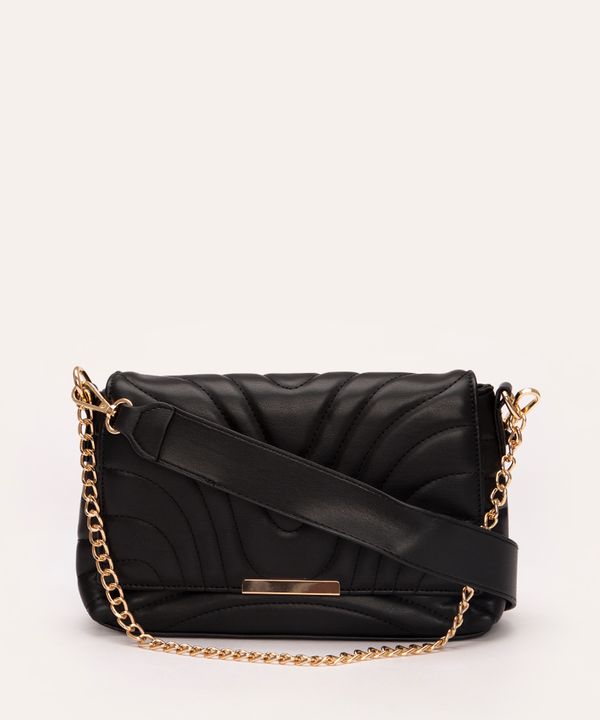 bolsa crossbody matelassê com corrente preta Único