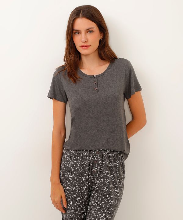 camiseta de pijama viscose com botões cinza P