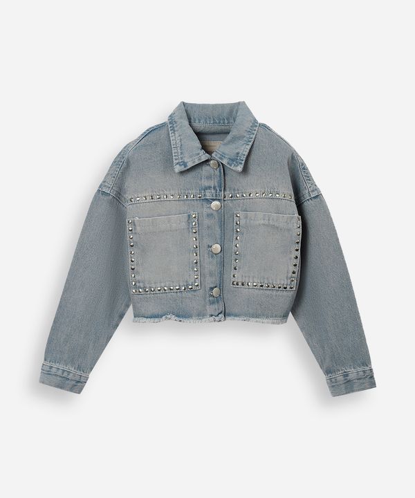 jaqueta jeans infantil com tachas azul 6