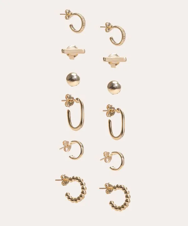 kit 6 pares de brincos dourado Único