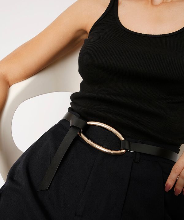 cinto fino fivela oval mindset preto 115CM