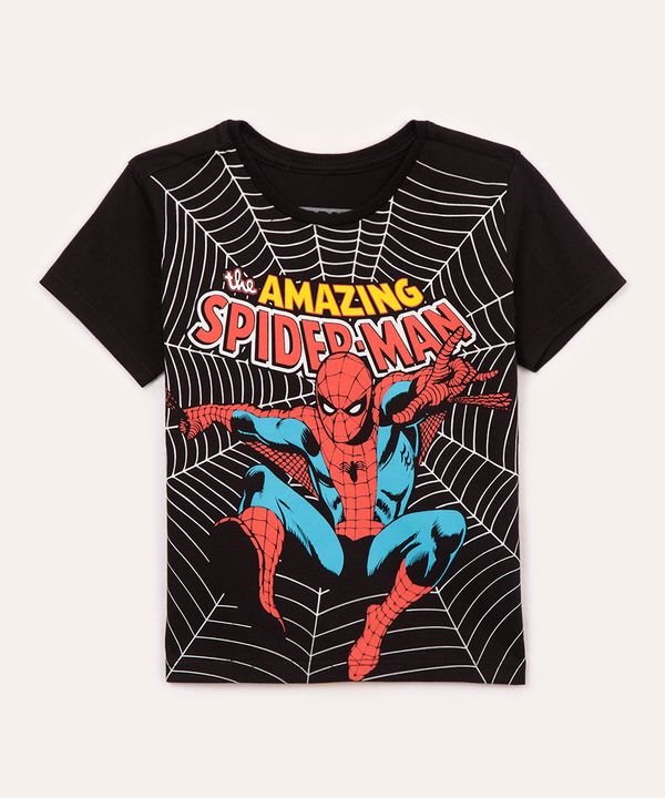 camiseta de algodão infantil homem aranha preto 2