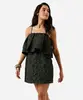 vestido curto alça fina feminino texturizado floral verde PP