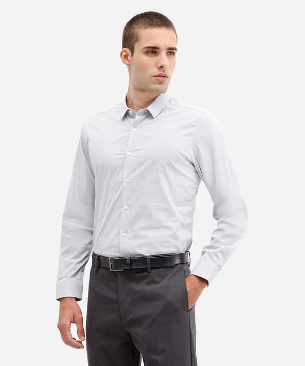 camisa masculina manga longa listrada azul P
