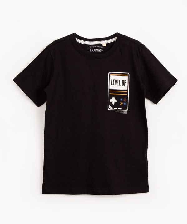 camiseta infantil de algodão game manga curta preto 6