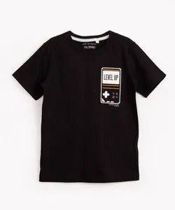 camiseta infantil de algodão game manga curta preto 10