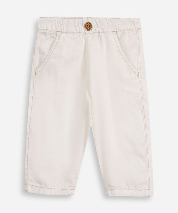 calça infantil de sarja cós elástico off white 3