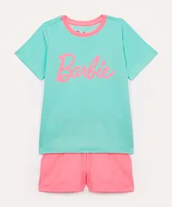 pijama infantil curto barbie azul claro 14