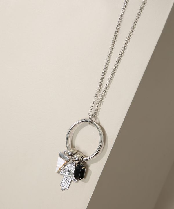 Colar Feminino Alongado com Pingentes Boho Prateado Único