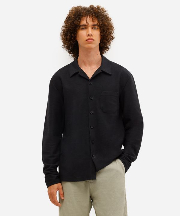 camisa masculina manga longa texturizada preta GG
