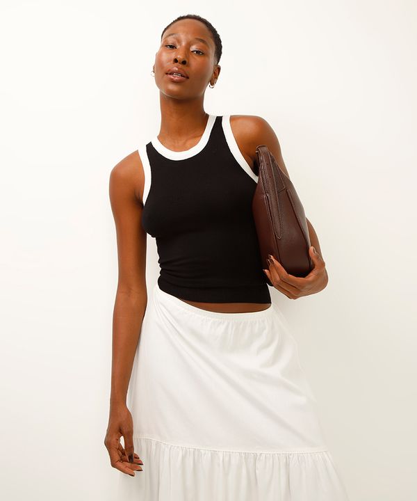 regata cropped de tricot preta G