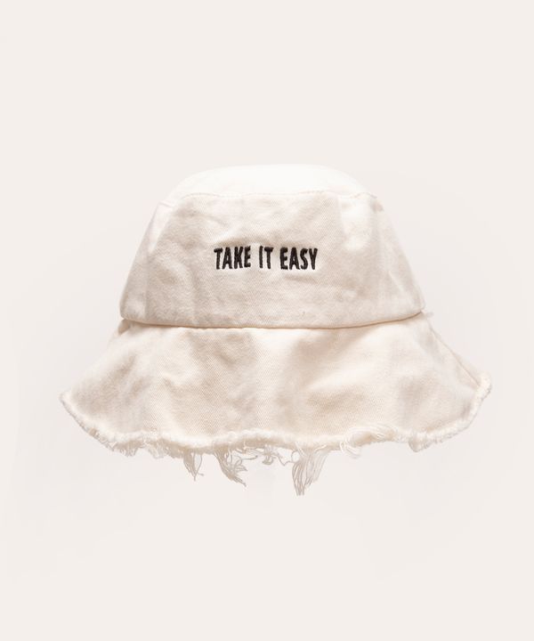 chapéu bucket desfiado take it easy off white Único