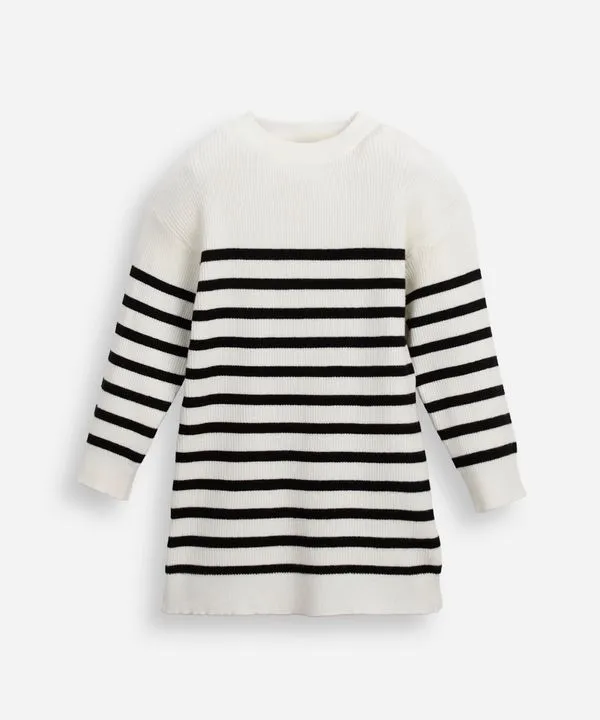 vestido infantil de tricot listrado off white 8