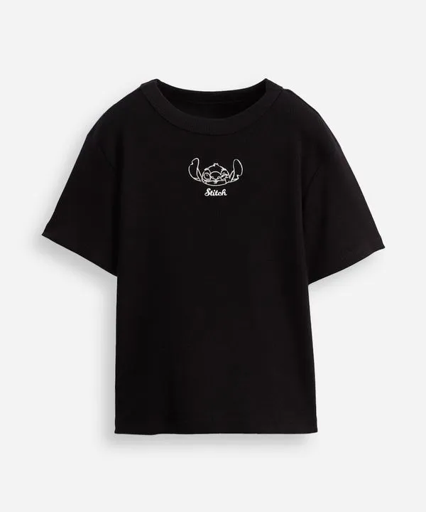 blusa juvenil canelada stitch preto 14